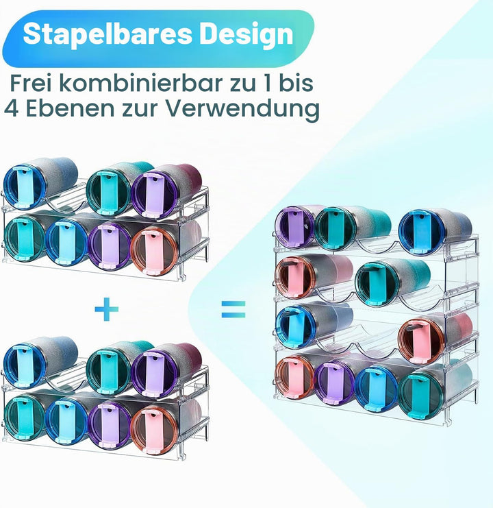 4 Etagen Stapelbares Flaschenregal Weinregal Flaschenhalter für 16 Flaschen, 39 x 21cm Kunststoff Wa