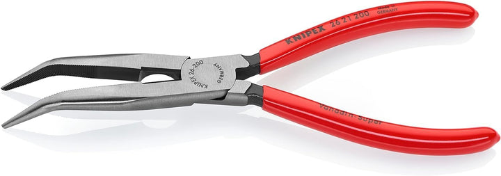 KNIPEX Flachrundzange mit Schneide (Storchschnabelzange) mit Kunststoff überzogen schwarz atramentie