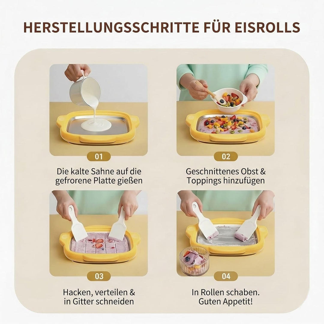 Eisplatte für Eis Rolls aus Edelstahl 304, DIY Gerollte Eismaschine mit 2 Spateln, 27x12 cm, für Jog