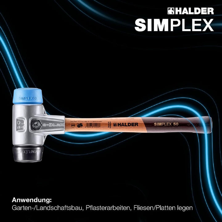 SIMPLEX-Schonhammer, TPE-soft/Gummikomposition; mit Aluminiumgehäuse und hochwertigem Holzstiel | D=