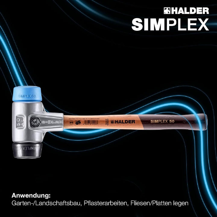 SIMPLEX-Schonhammer, TPE-soft/Gummikomposition; mit Aluminiumgehäuse und hochwertigem Holzstiel | D=