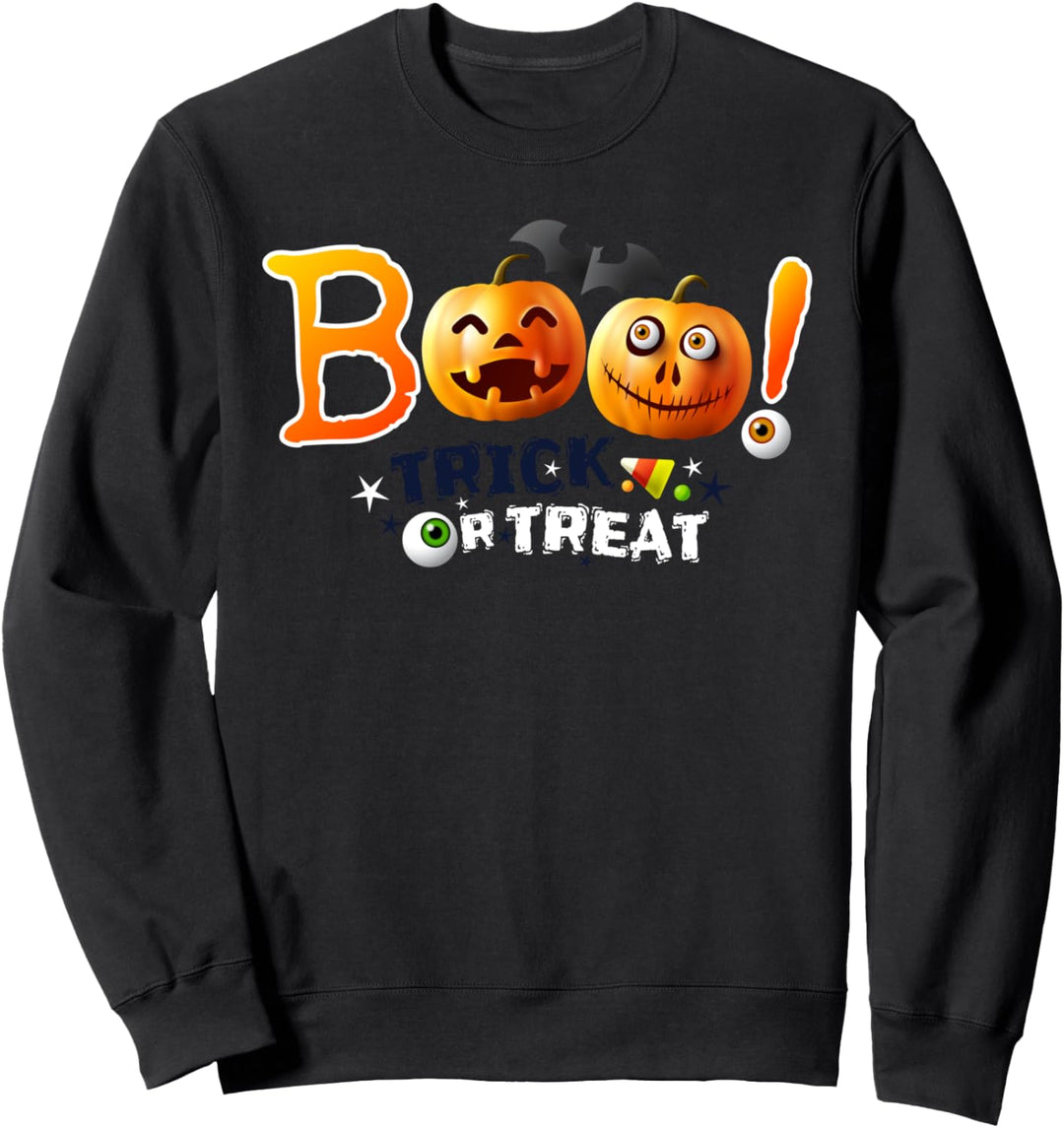 Boo With Pumpkins And Witch Hat Halloween Sweatshirt