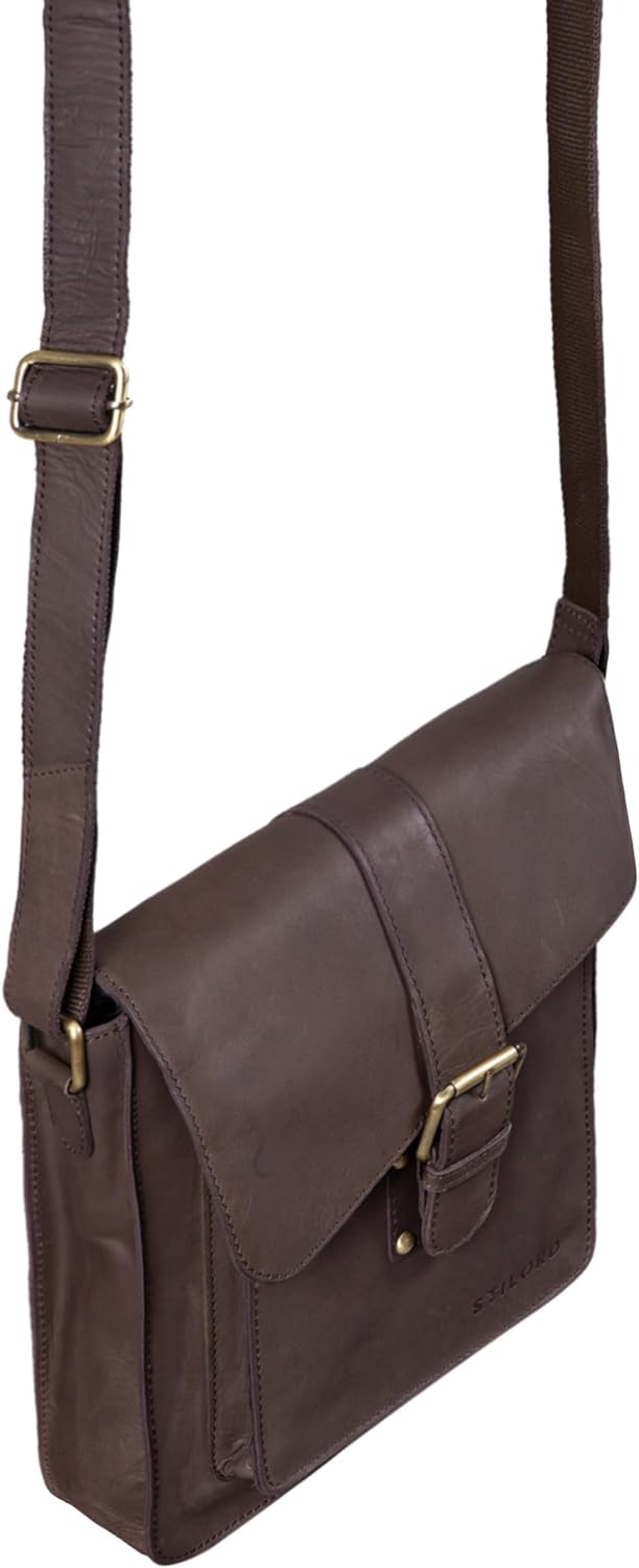 STILORD 'Lukas' Umhängetasche Herren Leder mittelgross Vintage iPad Ledertasche 10,1 Zoll Tablettasc
