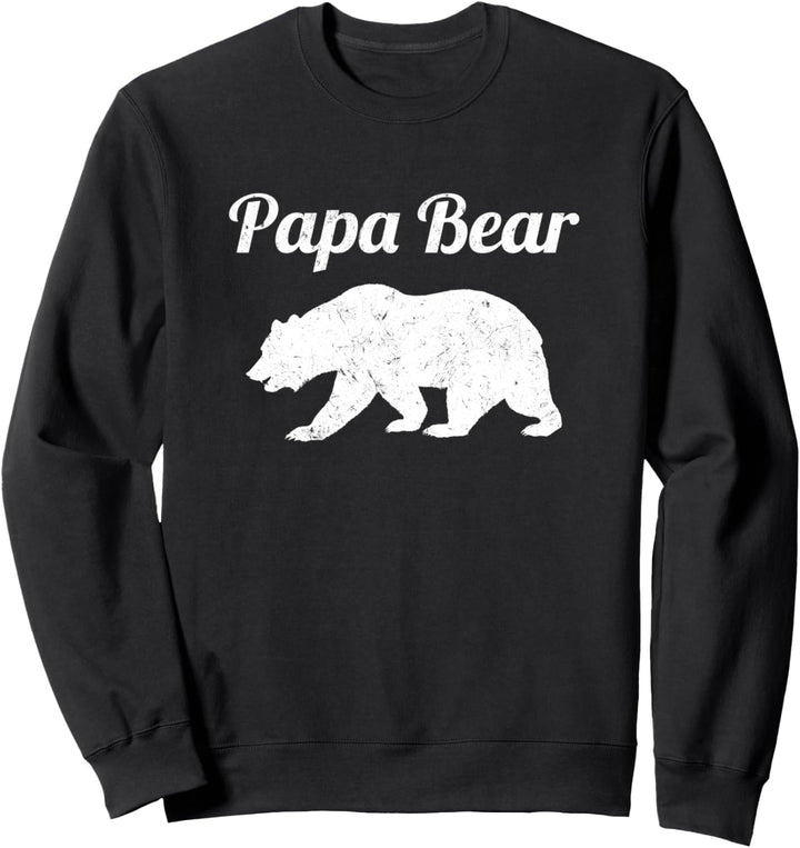 Papa Bear Father's Day Gift Dad Distressed Graphic Print Sweatshirt