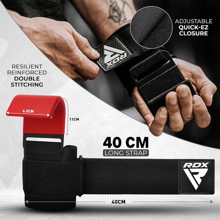 RDX Zughilfen Haken Krafttraining, 8mm Gepolstert Handgelenkschutz, Profi Bodybuilding Gewichtheben