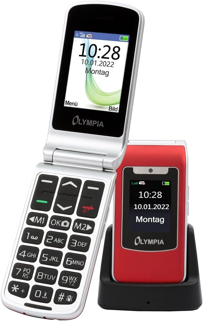 Olympia Style Duo 4G Senioren Mobiltelefon grosse Tasten Klapphandy rot