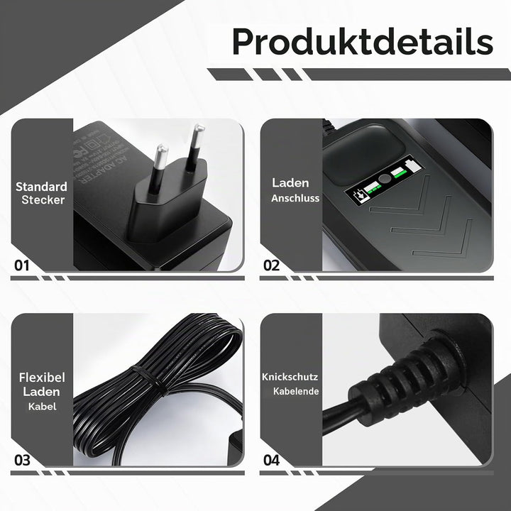 Schnellladegerät, kompatibel mit Bosch-Ladegeräten, 18V-Netzteil, geeignet für Bosch PBA-Ladegeräte