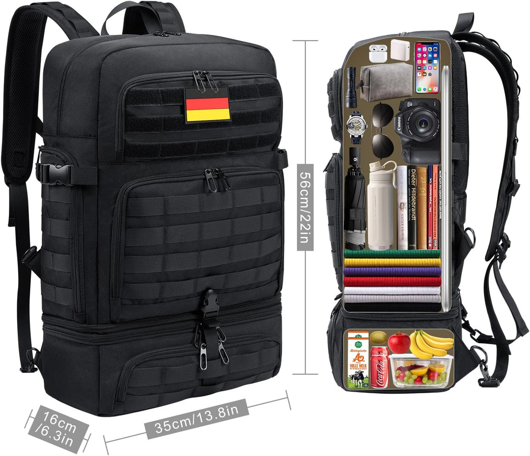 BERTASCHE Lunch Rucksack, 17 Zoll Laptop Rucksack mit Kühltasche, 2-IN-1 Arbeitrucksack für Herren,