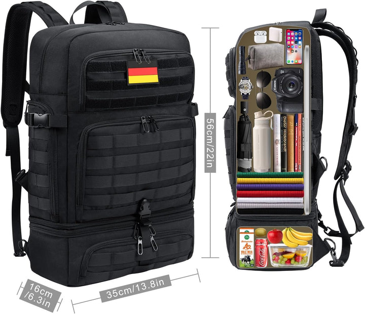 BERTASCHE Lunch Rucksack, 17 Zoll Laptop Rucksack mit Kühltasche, 2-IN-1 Arbeitrucksack für Herren,