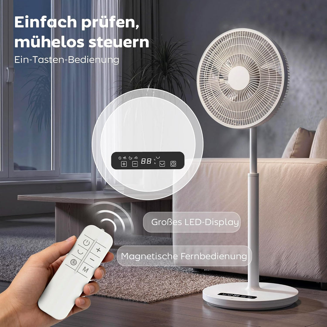HOMCOM Standventilator, 85-108 cm Höhenverstellbar Bodenventilator mit 12 Geschwindigkeiten, DC Moto