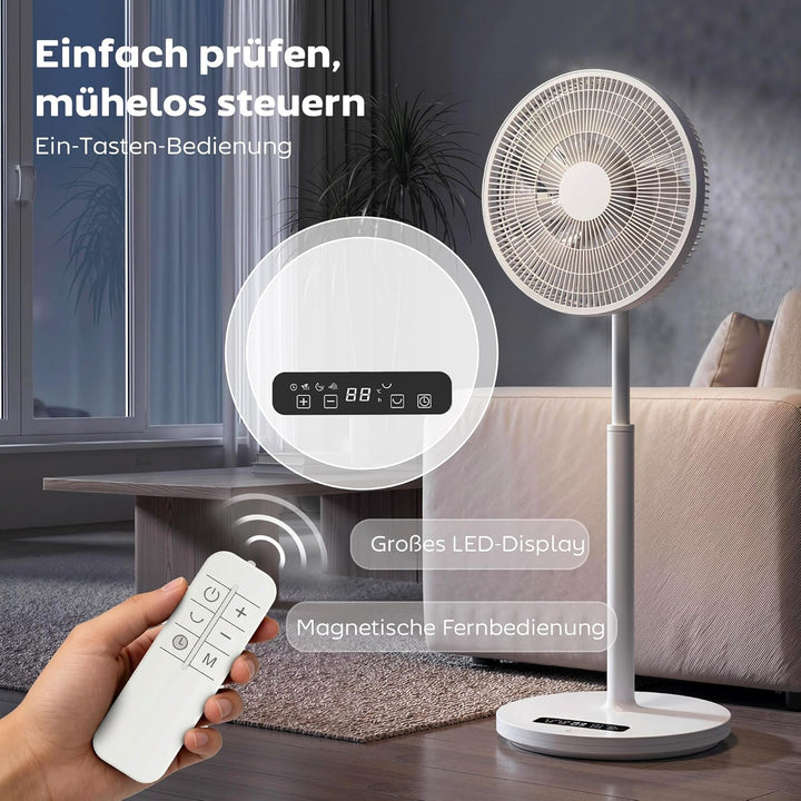 HOMCOM Standventilator, 85-108 cm Höhenverstellbar Bodenventilator mit 12 Geschwindigkeiten, DC Moto