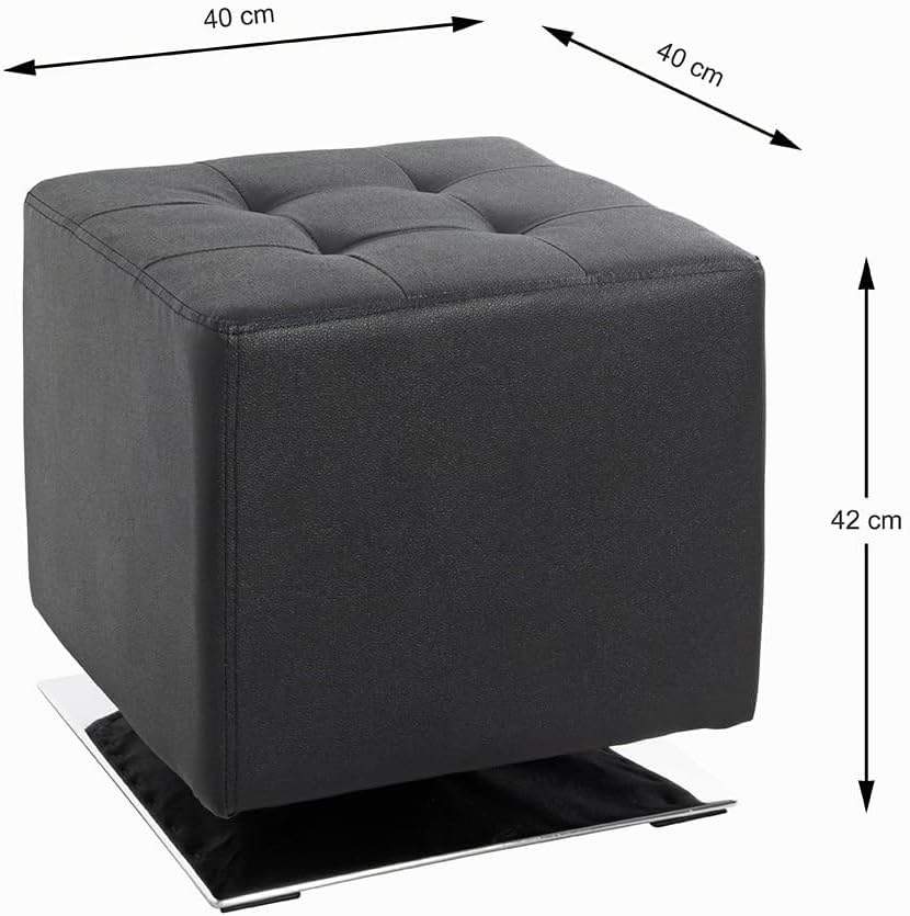 HAKU Möbel Hocker, Kunstleder, chrom-schwarz, B 40 x T 40 x H 42 cm Chrom-schwarz 40 x 40 x 42, Chro
