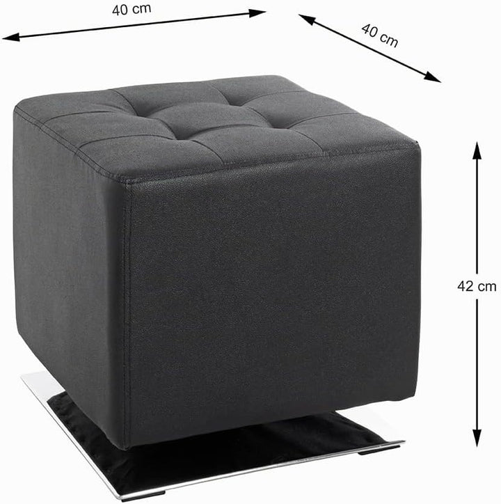 HAKU Möbel Hocker, Kunstleder, chrom-schwarz, B 40 x T 40 x H 42 cm Chrom-schwarz 40 x 40 x 42, Chro