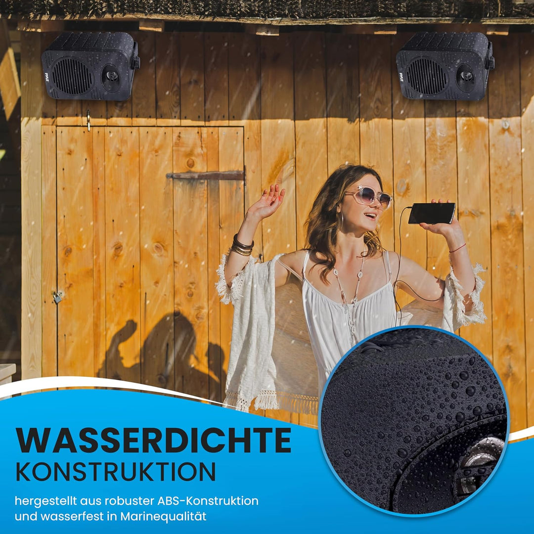 Pyle Lautsprecher Set Outdoor Indoor – 300W 4” 2-Wege Boxen wasserdicht Full Range Stereo Sound, Wet