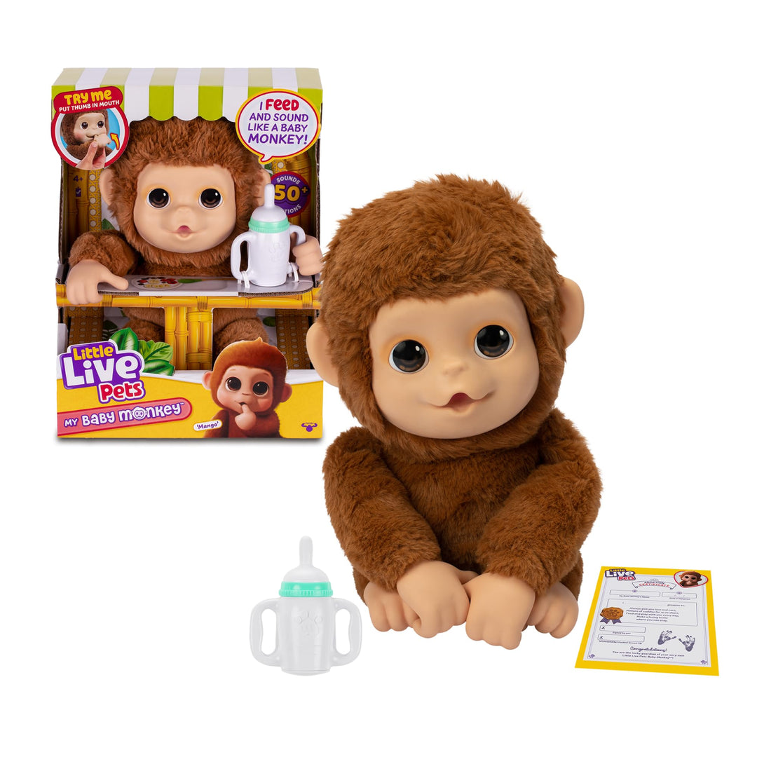Little Live Pets - Mango, der interaktive AFFE, 50 interaktive Sounds und Mundbewegung, liebt das Ki