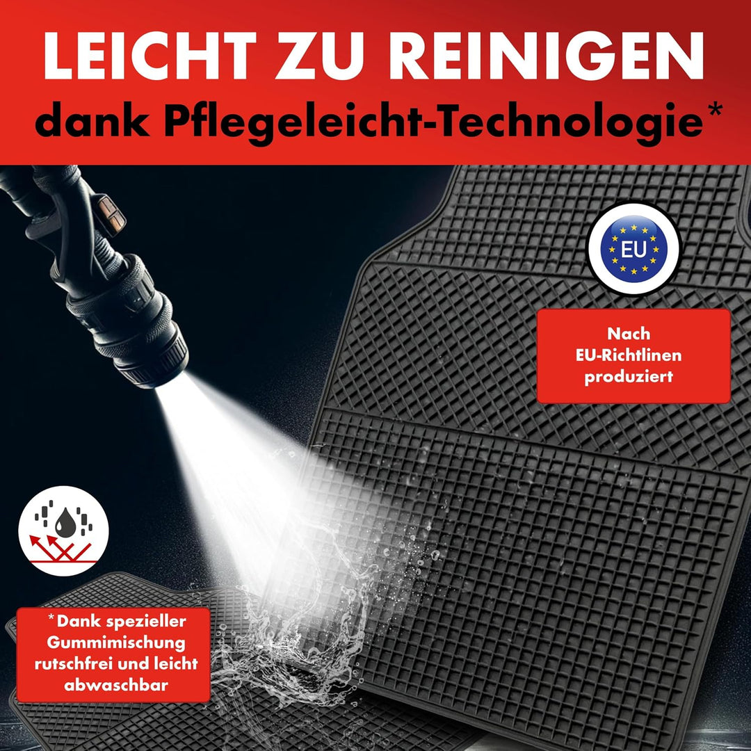 Walser Universal Auto-Gummimatten-Set EVO, Automatten 4-teilig zuschneidbar, Universal Fussraummatte