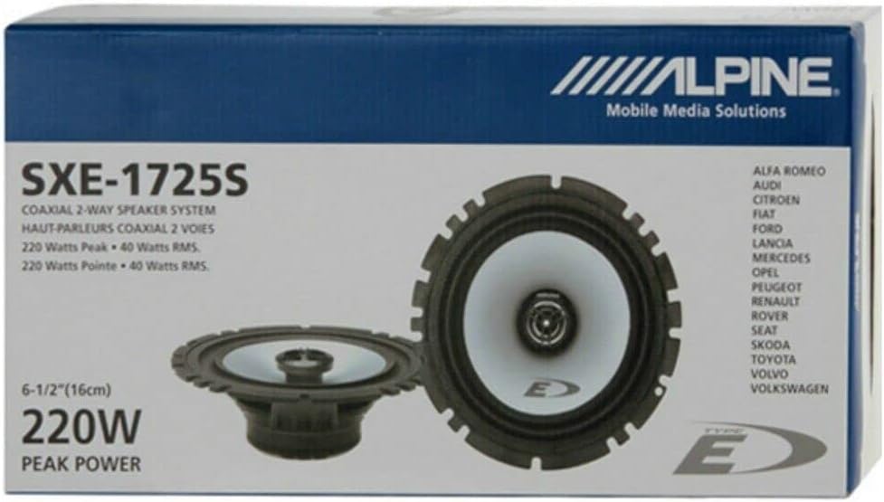 KIT Set FÜR Alpine SXE-1725S 2 Lautsprecher 2-Wege, koaxial, 16,5 cm 165 mm 6,5", 40 Watt rms 220 Wa