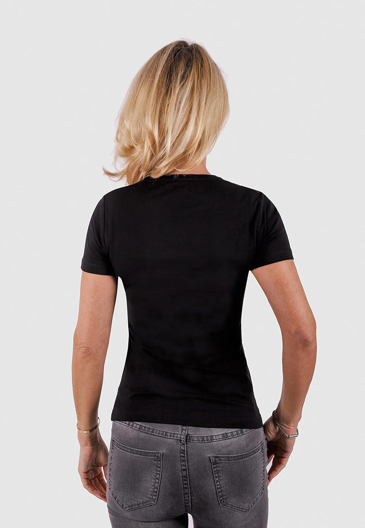 Boviva 10100 Damen Basic Rundhals (Round-Neck) Kurzarm T-Shirt/Jersey Tshirt Oberteile, Basics und S