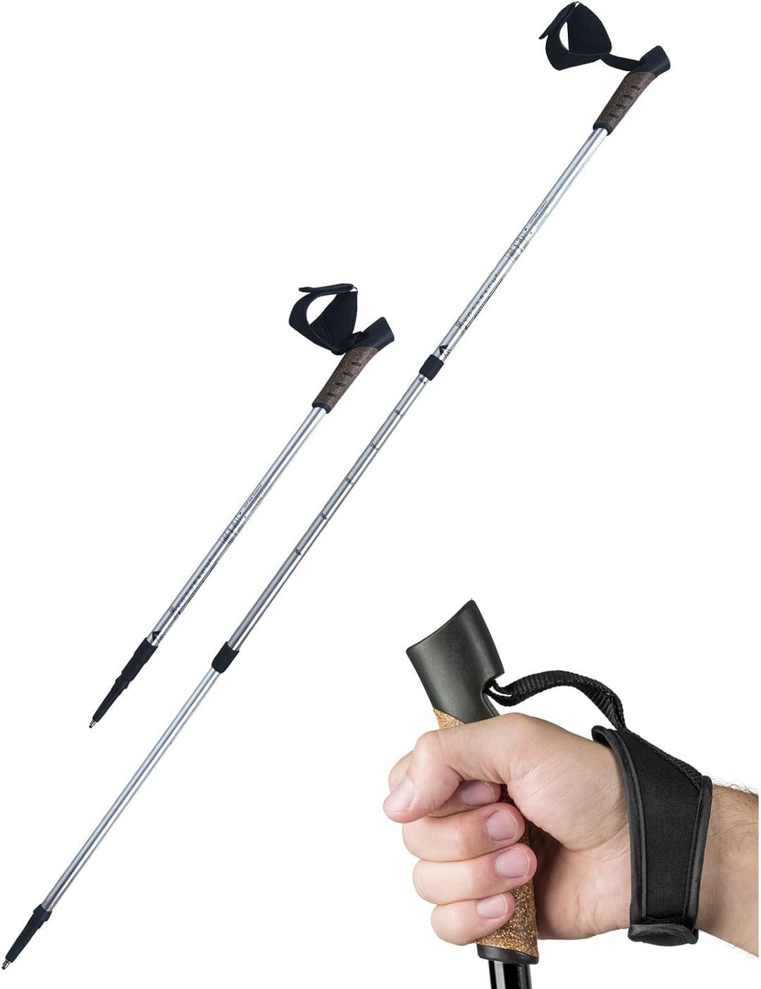 Alu Nordic Walking Teleskop Stöcke inkl. 12 Aufsätze Wanderstöcke Trekkingstock Aluminium Trekking W