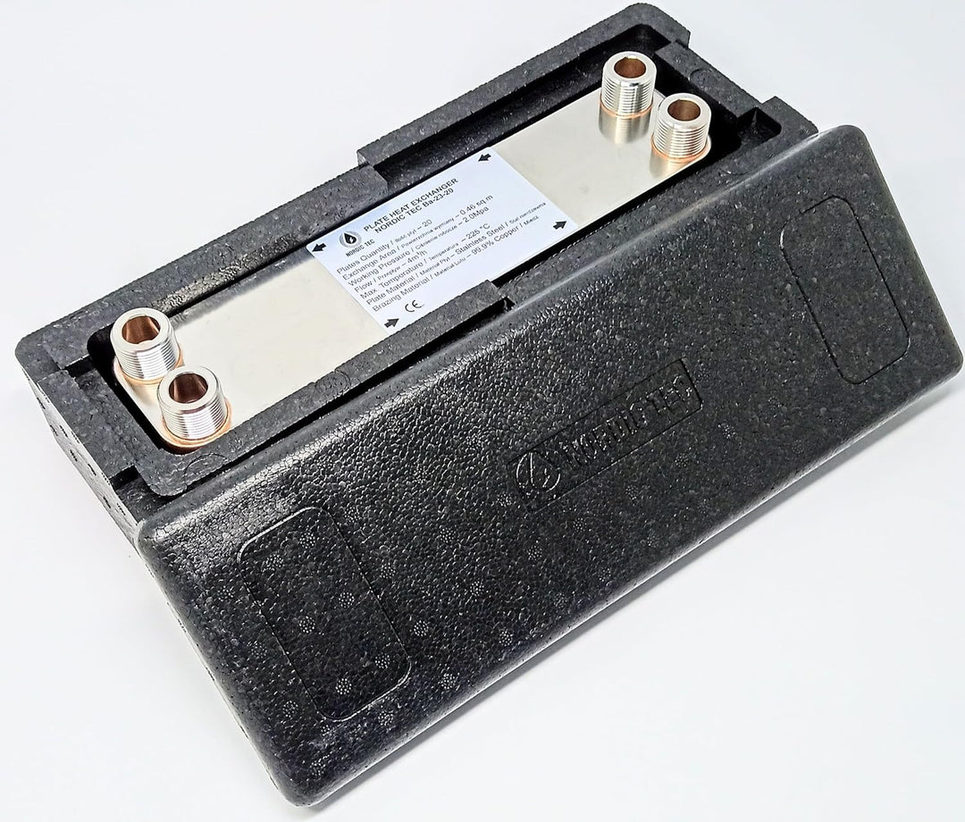 Edelstahl Plattenwärmetauscher Wärmetauscher mit Isolierung Nordic Tec Ba-23-20 20 Platten 90kW 3/4”