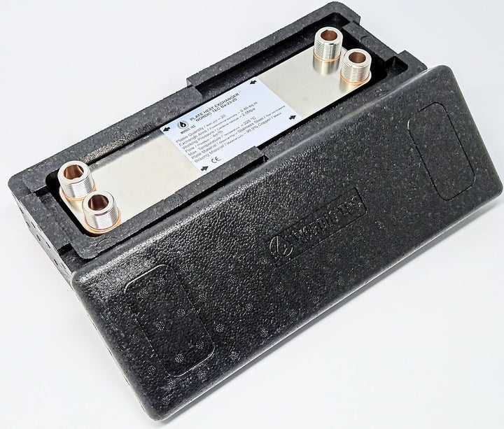 Edelstahl Plattenwärmetauscher Wärmetauscher mit Isolierung Nordic Tec Ba-23-20 20 Platten 90kW 3/4”