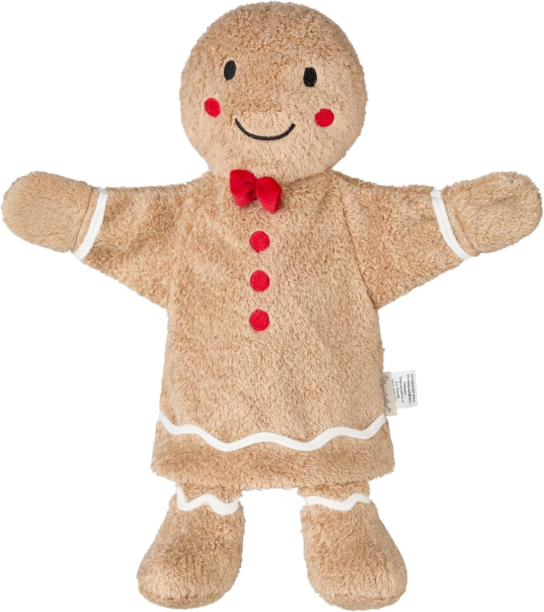 Sterntaler Handpuppe Lebkuchenmann, Kinder- und Babyspielzeug, weicher Flausch, süsse Schleife, watt