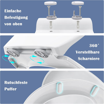 STOREMIC Toilettendeckel mit Absenkautomatik,Klodeckel mit Magnetisch zu befestigenden Toilettensitz