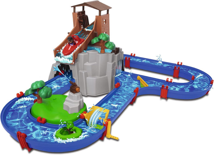 AquaPlay - Adventureland - Wasserbahn mit Berg, Turm und Stausee & 2 Segelboote + 2 Figuren - Zubehö