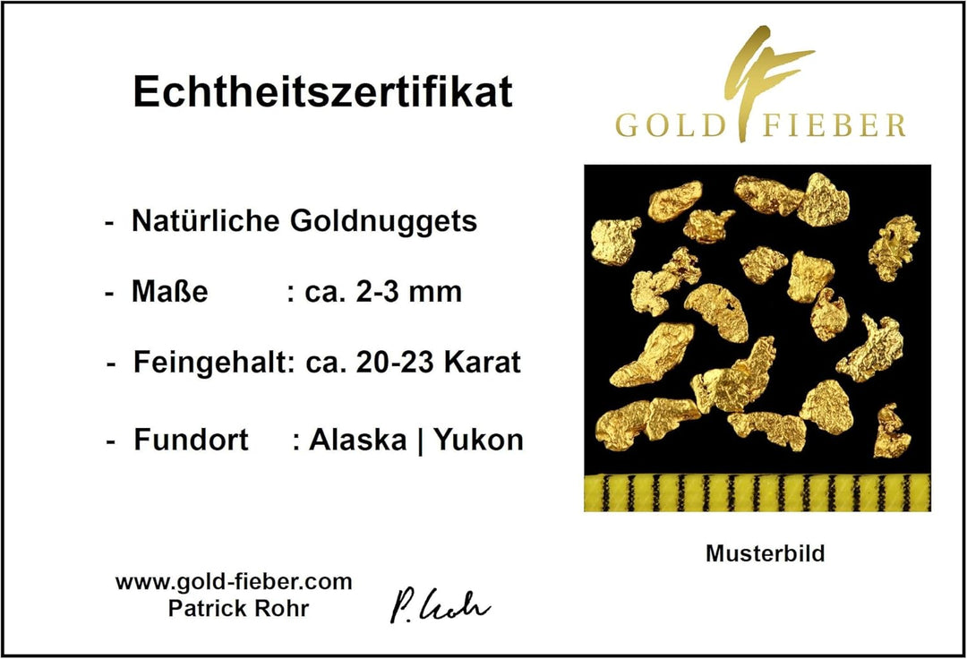 10 Gramm Goldnuggets aus Alaska mit je 2-3 mm + Echtheitszertifikat in edler Münzdose, 10 Gramm