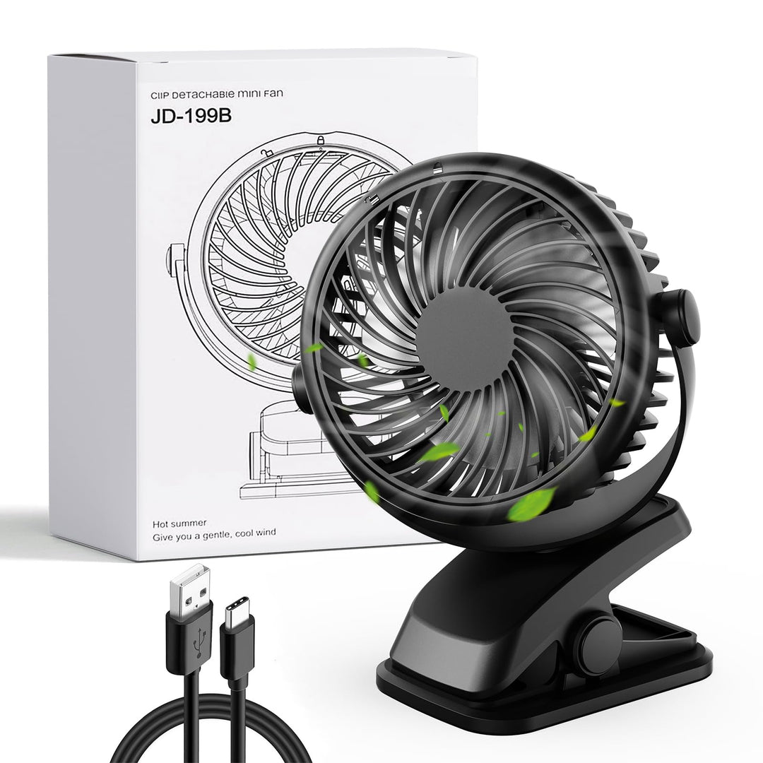 Mini Ventilator Akku mit Clip, USB-C Grow Ventilator Klein, Manuelle Drehung Tisch Ventilatoren Leis