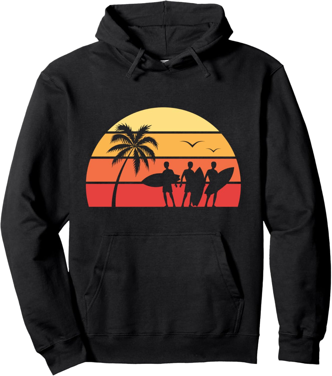 Surfer Wassersport Sommerurlaub Surfing Retro Surfen Pullover Hoodie