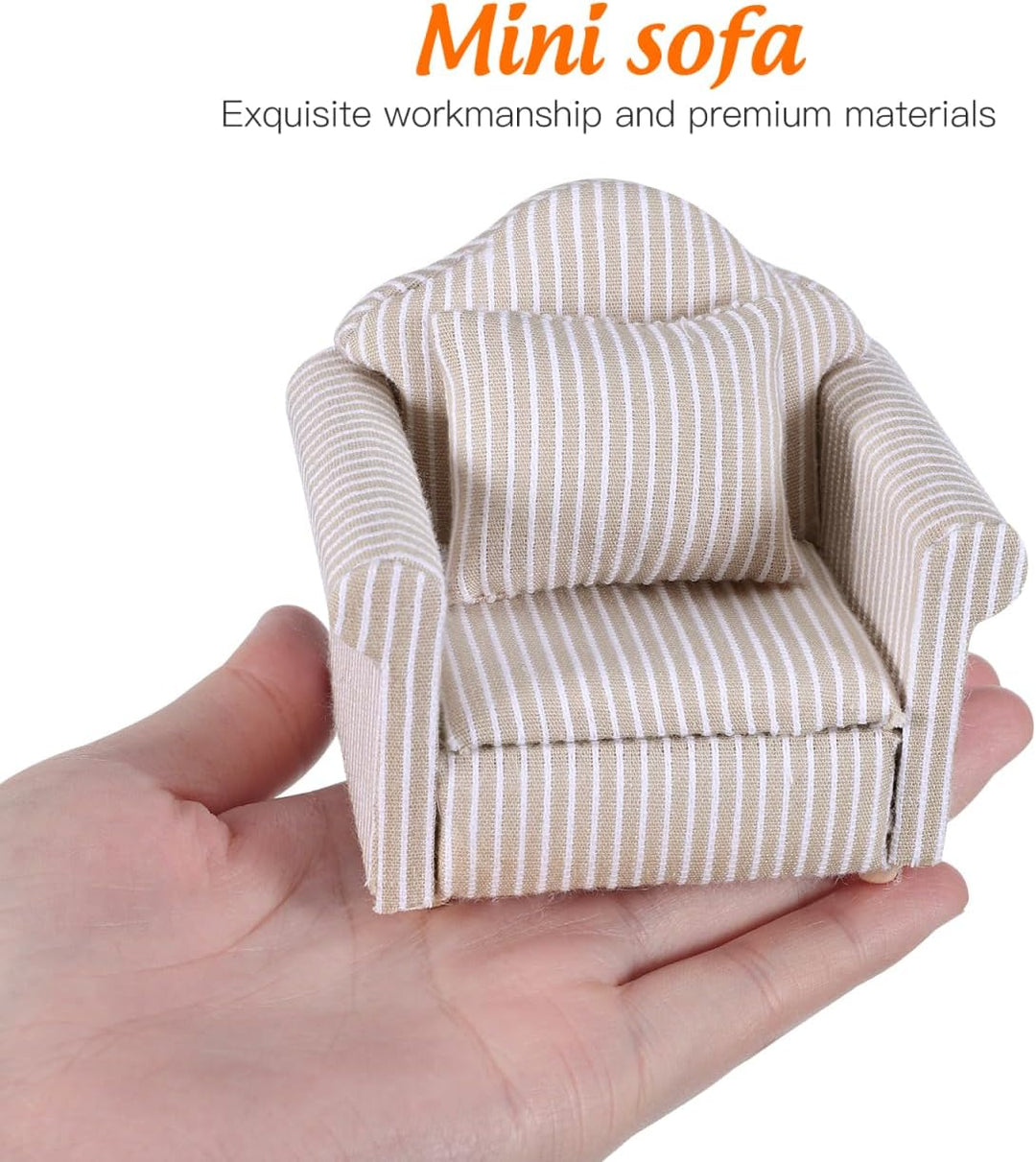 Toddmomy 1:12 Miniatur Sofa Set für Puppenhaus Möbel, Elegante Couch mit Kissen, Holz Mini Möbel Pup