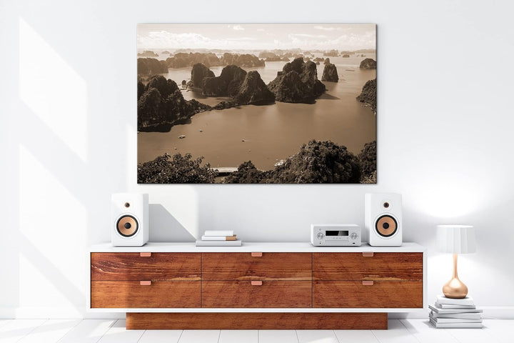 deyoli Ha Lang Meer in Vietnam Format: 80x60 Effekt: Sepia als Leinwandbild, Motiv fertig gerahmt au