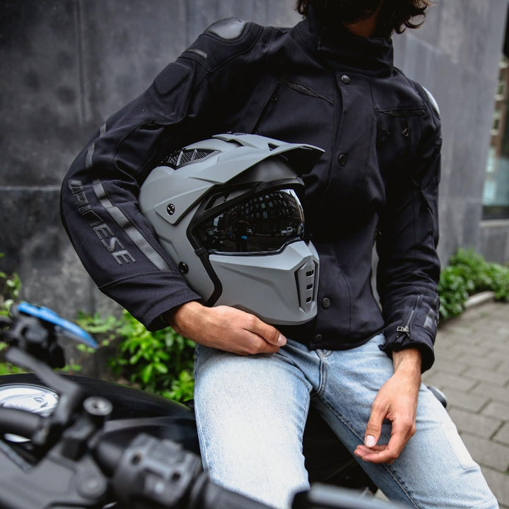 VINZ Kioto Jethelm / Streetfighter Helm | ECE 22.06 zugelassen | Rollerhelm mit Sonnenvisier / Sonne