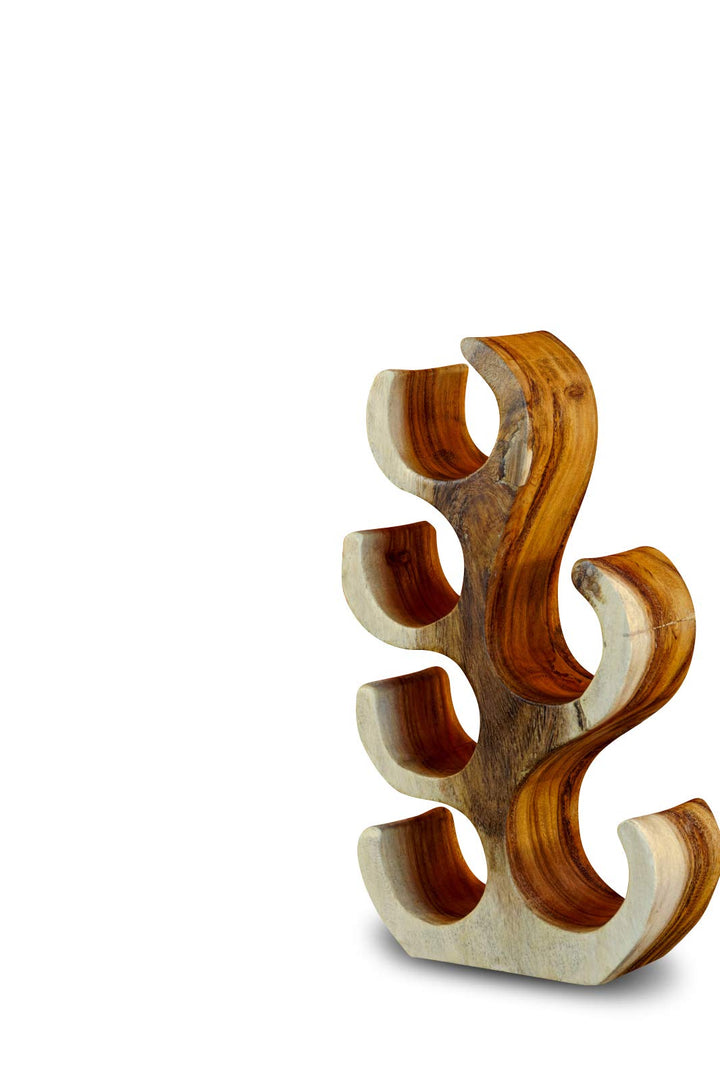Kinaree Suar Holz Wein-Regal klein – Massivholz Design Flaschenregal für 6 Flaschen | Handgefertigt