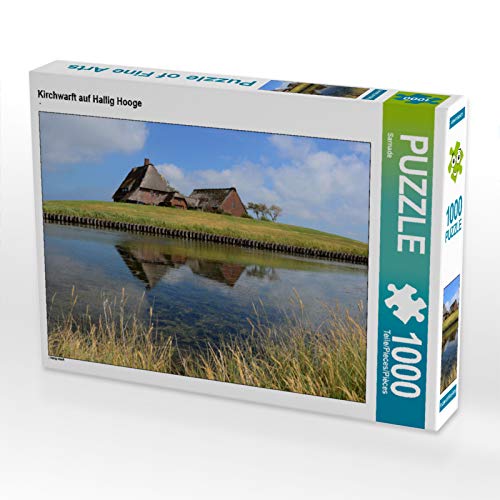 CALVENDO Puzzle Kirchwarft auf Hallig Hooge 1000 Teile Lege-Grösse 64 x 48 cm Foto-Puzzle Bild von S