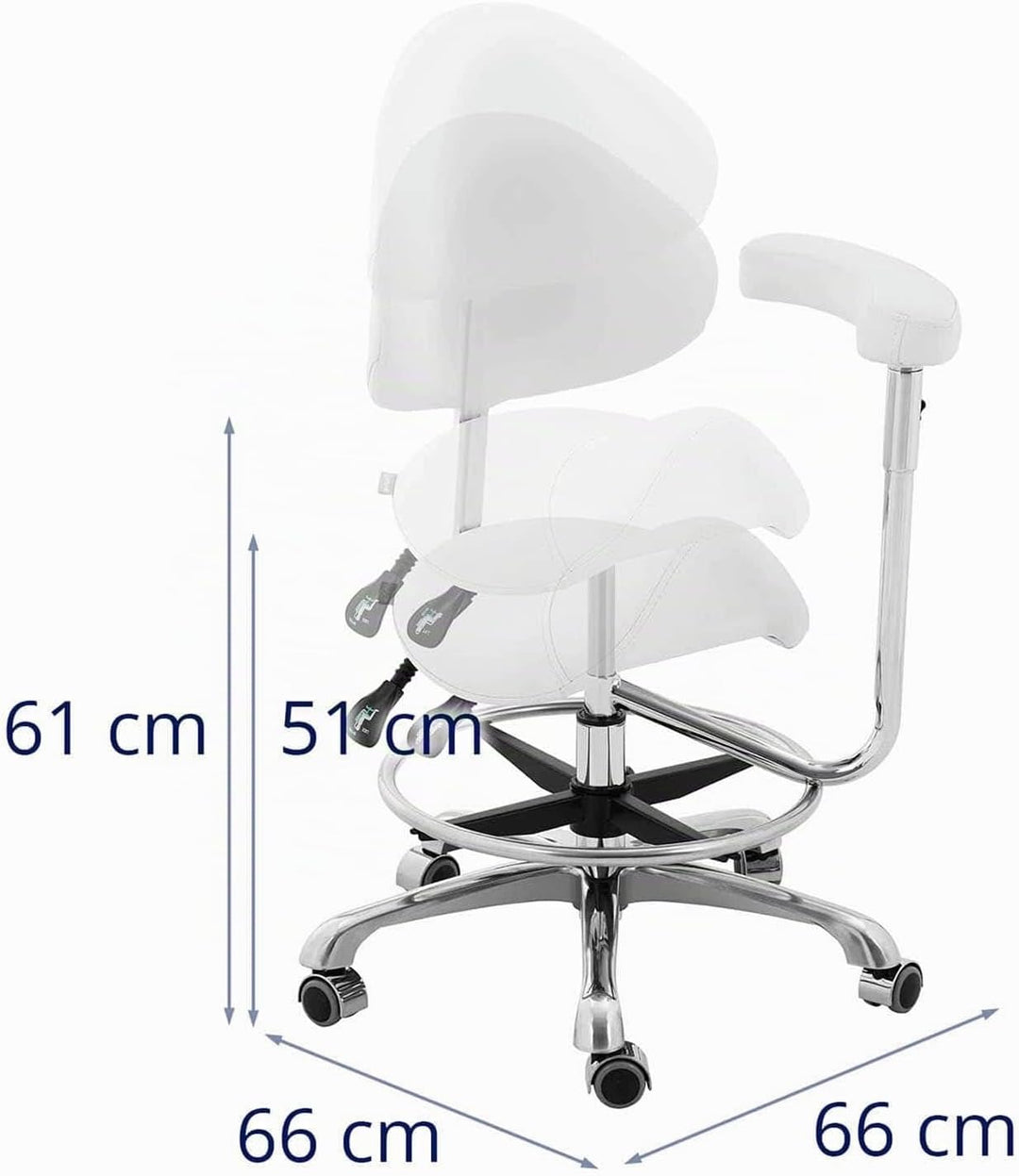Physa Physa Wuppertal White Sattelstuhl mit Arnlehne Braun Lehne und Sitz höhenverstellbar Sattelhoc