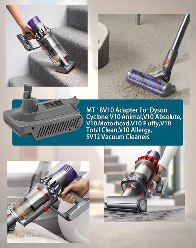 JJXNDO für Dyson V10 Akku Ersatz, V10 Adapter für Makita 18V Li-Ionen Akku Konverter für Dyson V10 A