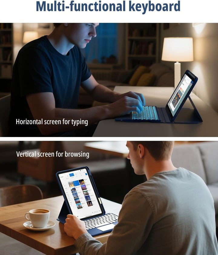 CACOE Drehbare Hülle mit Tastatur für iPad (A16) 11/10 Generation (11/10.9 Zoll) 2025/2022 mit Touch