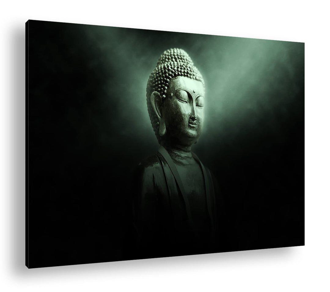 deyoli Dark Buddha Statur Format: 100x70 als Leinwand, Motiv fertig gerahmt auf Echtholzrahmen, Hoch