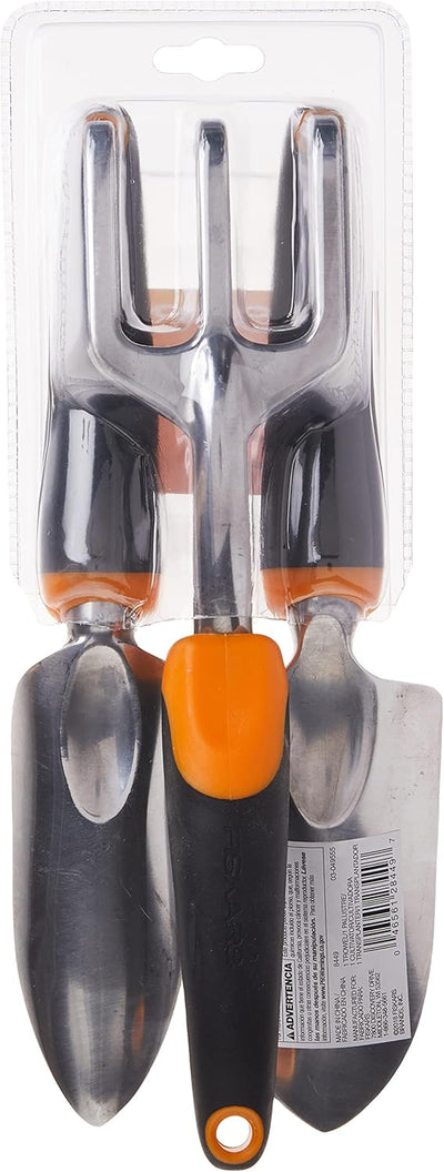 Fiskars Gartenwerkzeug Ergo 3 Piece Set schwarz/orange, Ergo 3 Piece Set