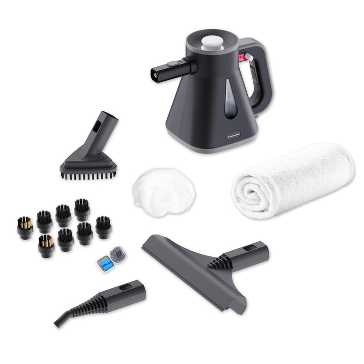 TS Compact Handdampfreiniger – 15 Zubehörteile – 1200 W, 2,6 bar – Nass- und Trockenfunktion – Handd