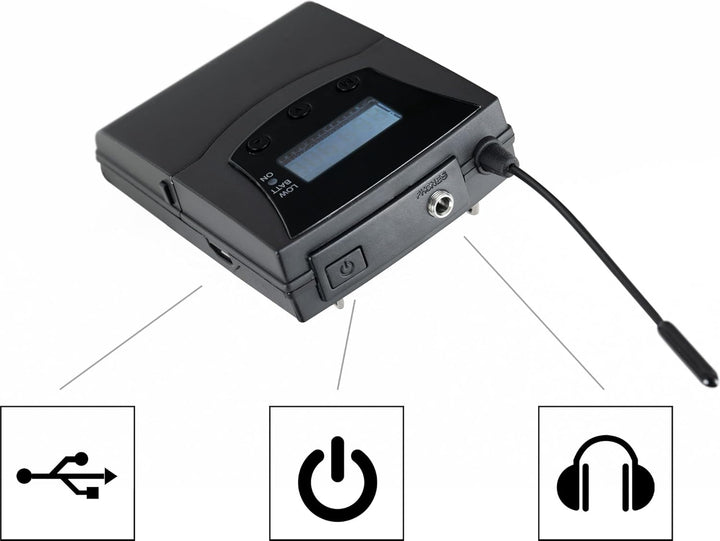 Pronomic Silent Disco V2 SDR BP30 Bodypack Receiver - Kabelloser Funkempfänger für Silent Disco und