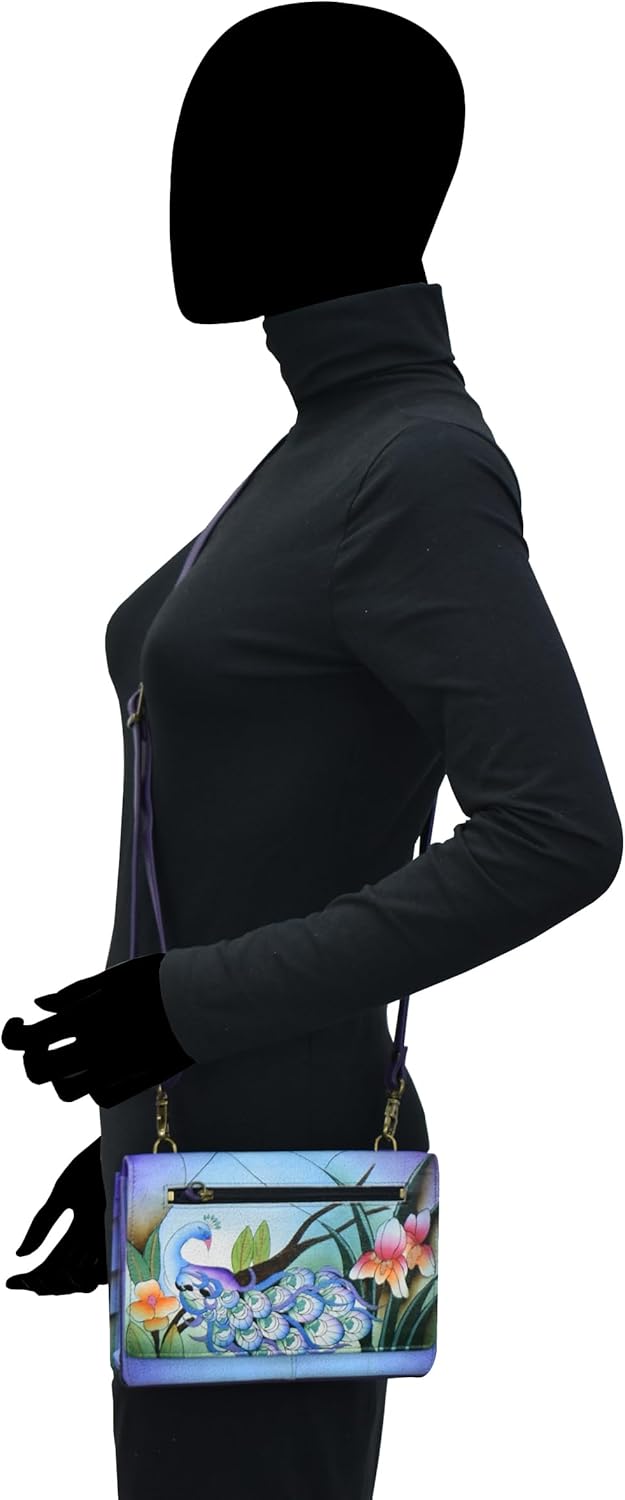 Anna by Anuschka Damen-Geldbörse, echtes Leder, mit Schnur Einheitsgrösse Midnight Peacock, Einheits
