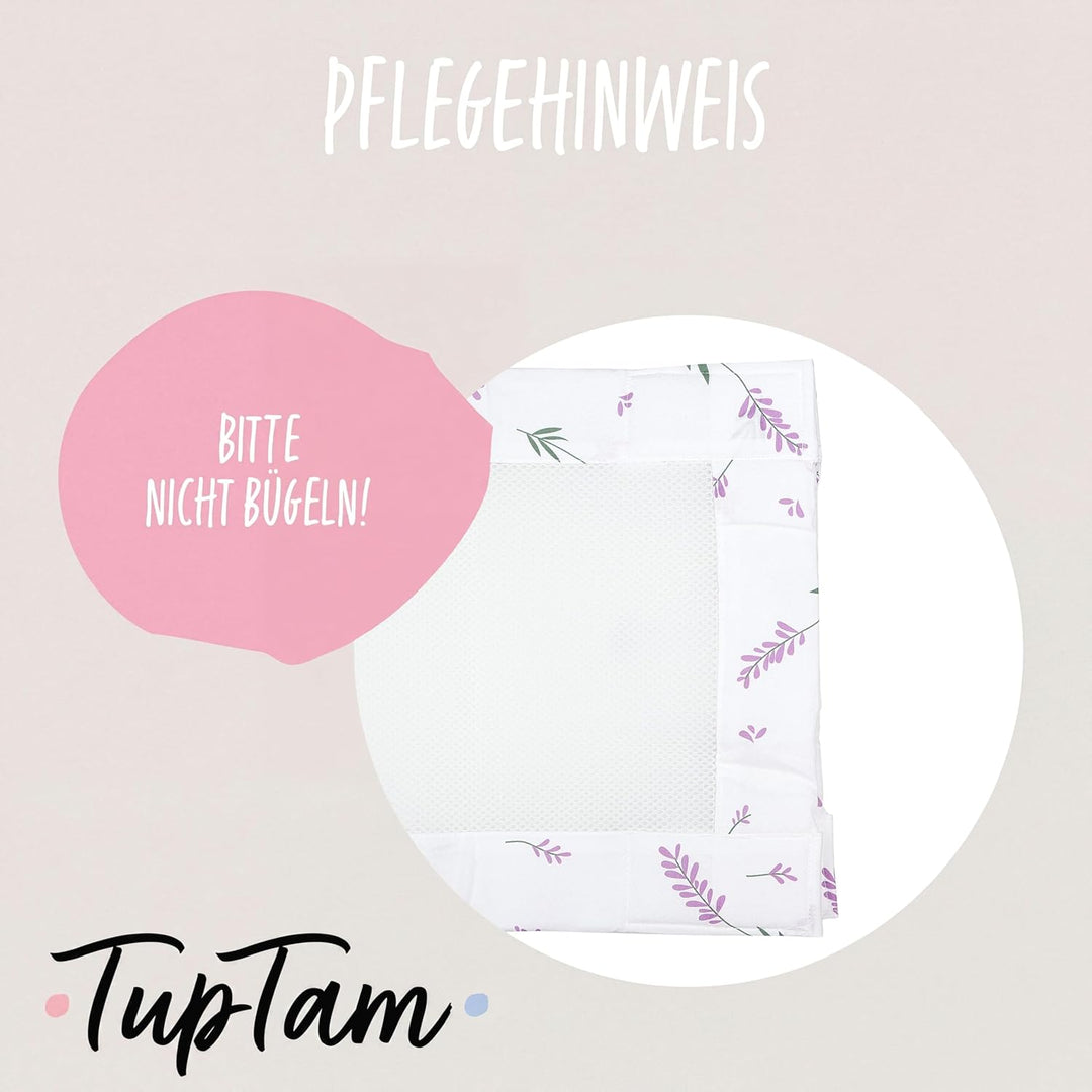 TupTam Gitterstäbe Schutz Netz Babybett Nestchen 3D Mesh 2 Pack, Farbe: rosa Blumen, Grösse: ca. 128