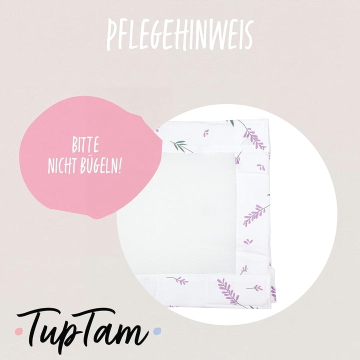TupTam Gitterstäbe Schutz Netz Babybett Nestchen 3D Mesh 2 Pack, Farbe: rosa Blumen, Grösse: ca. 128