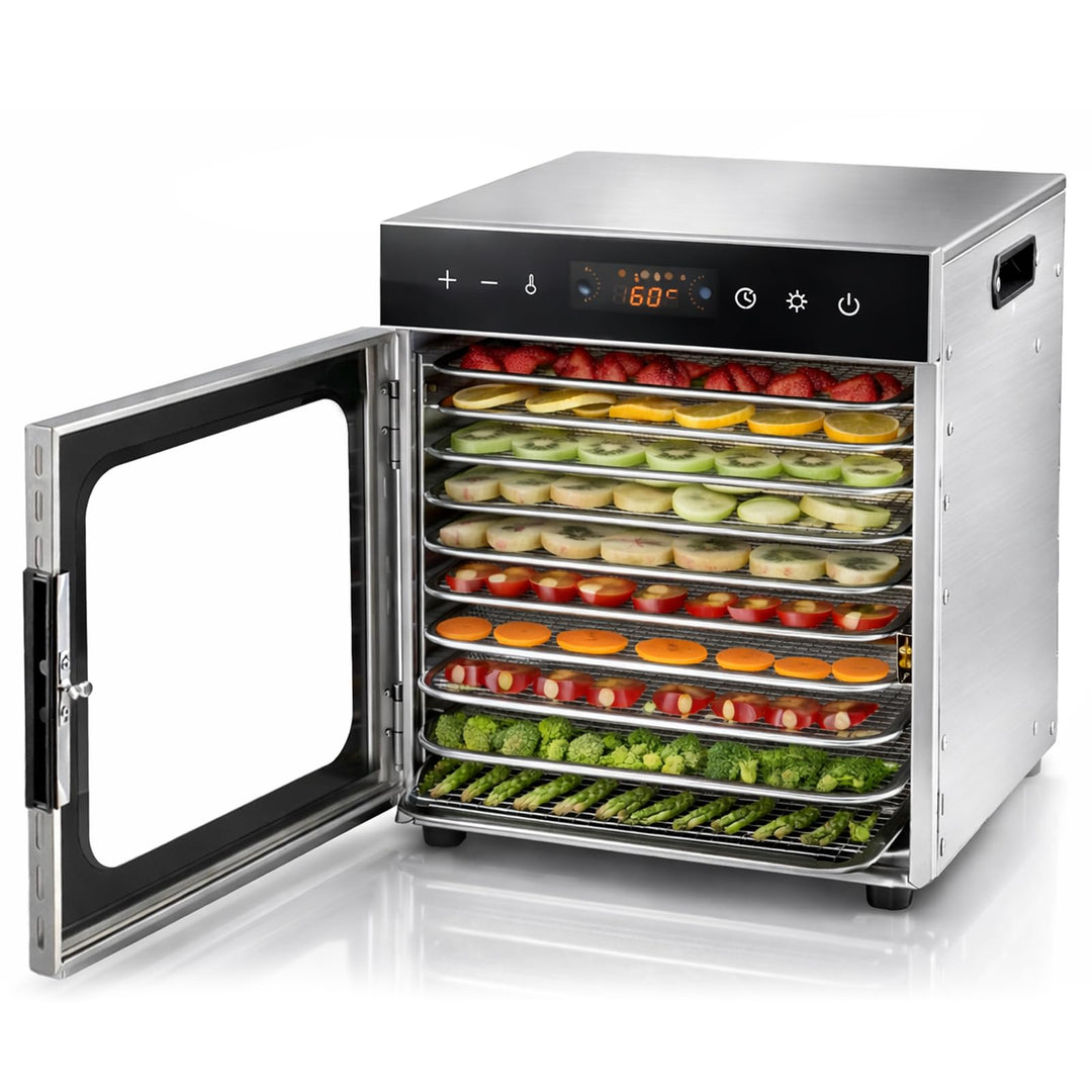 Trintion Edelstahl Dörrautomat 700W – Dörrgerät mit Edelstahlgitter, 30°-85°C, 6700 cm² Dörrfläche –