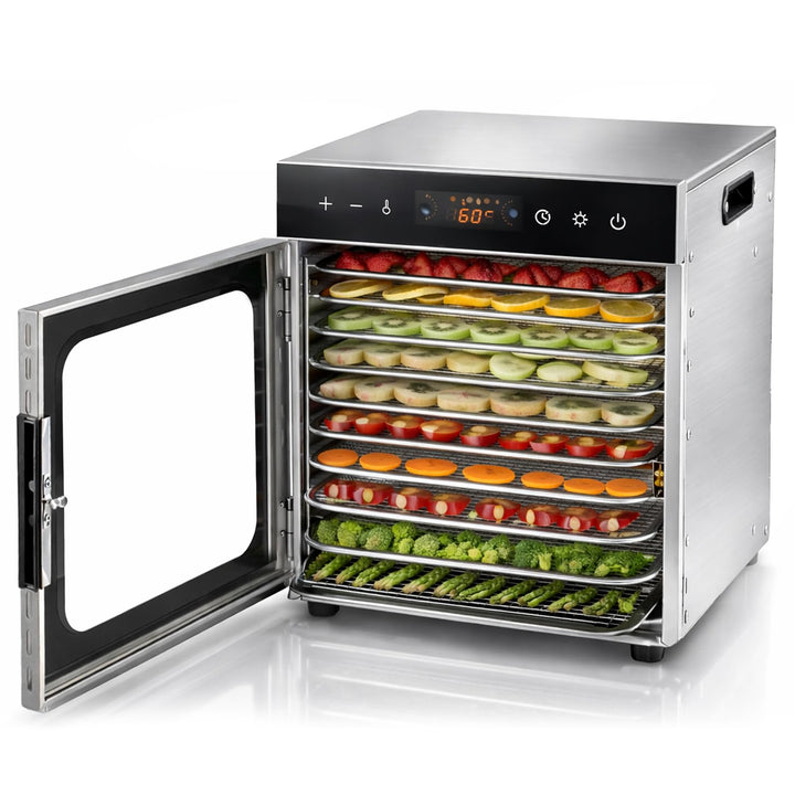 Trintion Edelstahl Dörrautomat 700W – Dörrgerät mit Edelstahlgitter, 30°-85°C, 6700 cm² Dörrfläche –