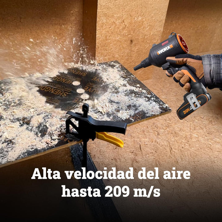 WORX 20V Akku-Staubbläser mit bürstenlosem Motor, elektrisches Luftgebläse zum Reinigen, Aufblasgerä