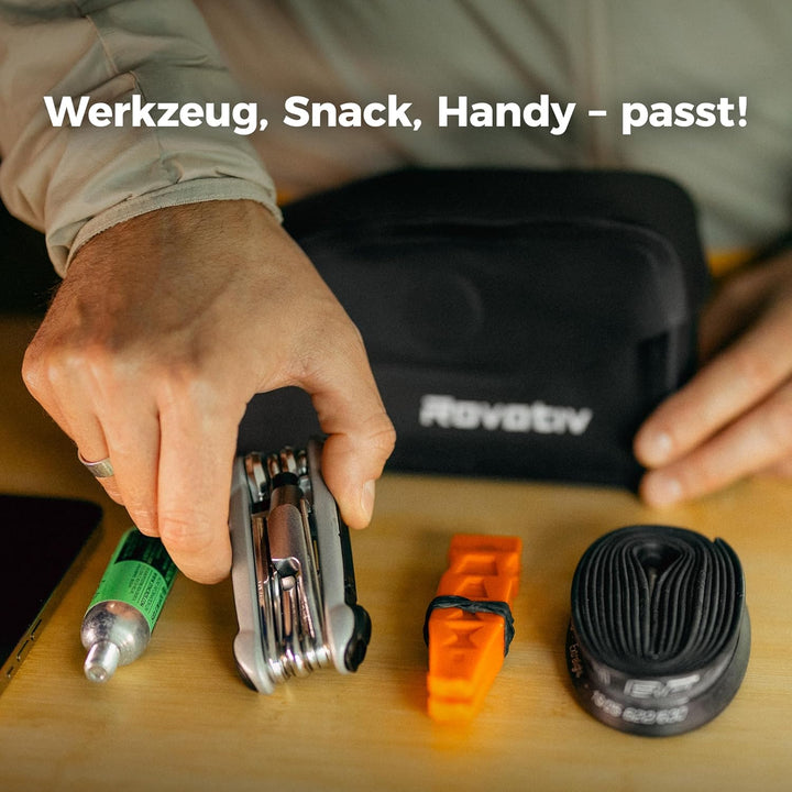 Rovativ® Bikepacking Oberrohrtasche [1 Liter] 100% Wasserdicht - Schraubbar mit magnetischem Deckel